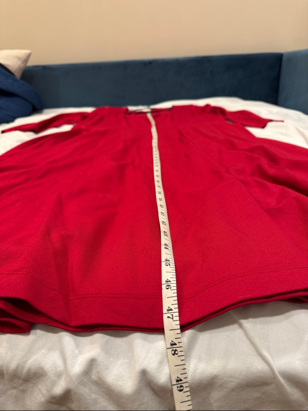 Anthropologie Maeve Red Midi Fit-and-Flare Dress 3/4 Sleeve - Picture 4 of 5